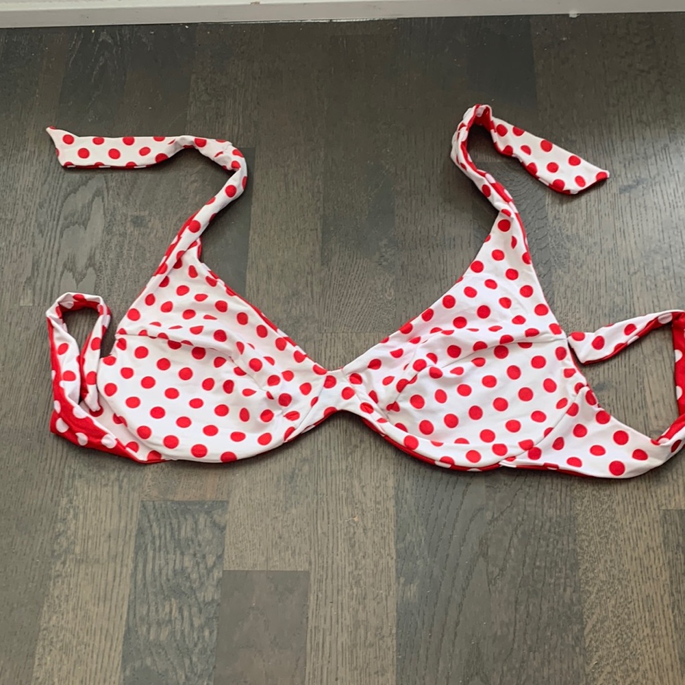 Reversible red poke dot bikini